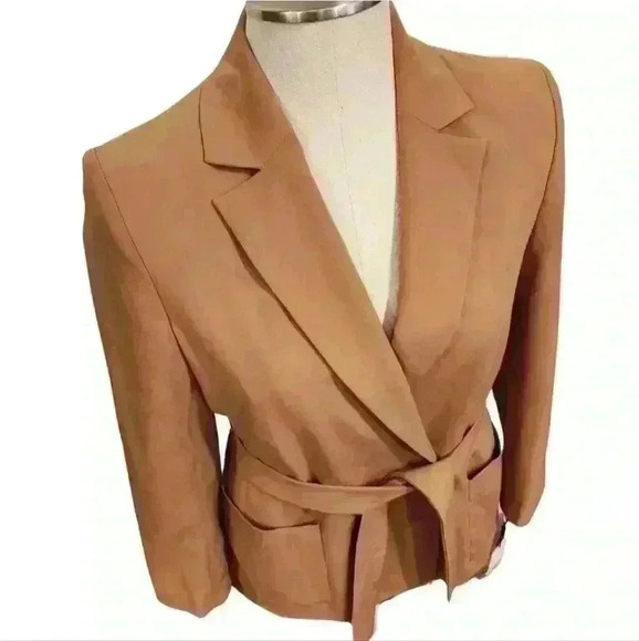 Calvin Klein Tan Waist Tie Blazer Jacket $139 - Picture 4 of 15